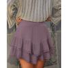 image:imageonlypuff Flowy Shorts for Women Ruffle Skorts Mini Skirts High Waisted Teen Gilrs Tennis Skort Summer ShortsA Deep Purple