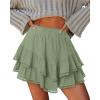 image:imageonlypuff Flowy Shorts for Women Ruffle Skorts Mini Skirts High Waisted Teen Gilrs Tennis Skort Summer ShortsA Grey Grass Green