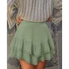 image:imageonlypuff Flowy Shorts for Women Ruffle Skorts Mini Skirts High Waisted Teen Gilrs Tennis Skort Summer ShortsA Grey Grass Green