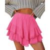 image:imageonlypuff Flowy Shorts for Women Ruffle Skorts Mini Skirts High Waisted Teen Gilrs Tennis Skort Summer ShortsA Hot Pink