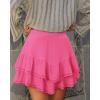 image:imageonlypuff Flowy Shorts for Women Ruffle Skorts Mini Skirts High Waisted Teen Gilrs Tennis Skort Summer ShortsA Hot Pink