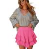 image:imageonlypuff Flowy Shorts for Women Ruffle Skorts Mini Skirts High Waisted Teen Gilrs Tennis Skort Summer ShortsA Hot Pink