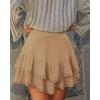 image:imageonlypuff Flowy Shorts for Women Ruffle Skorts Mini Skirts High Waisted Teen Gilrs Tennis Skort Summer ShortsA Khaki