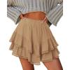 image:imageonlypuff Flowy Shorts for Women Ruffle Skorts Mini Skirts High Waisted Teen Gilrs Tennis Skort Summer ShortsA Khaki