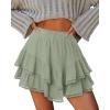 image:imageonlypuff Flowy Shorts for Women Ruffle Skorts Mini Skirts High Waisted Teen Gilrs Tennis Skort Summer ShortsA Light Green