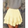image:imageonlypuff Flowy Shorts for Women Ruffle Skorts Mini Skirts High Waisted Teen Gilrs Tennis Skort Summer ShortsA Light Yellow