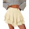 image:imageonlypuff Flowy Shorts for Women Ruffle Skorts Mini Skirts High Waisted Teen Gilrs Tennis Skort Summer ShortsA Light Yellow