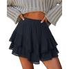 image:imageonlypuff Flowy Shorts for Women Ruffle Skorts Mini Skirts High Waisted Teen Gilrs Tennis Skort Summer ShortsA Navy Blue