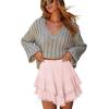 image:imageonlypuff Flowy Shorts for Women Ruffle Skorts Mini Skirts High Waisted Teen Gilrs Tennis Skort Summer ShortsA Peach