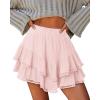image:imageonlypuff Flowy Shorts for Women Ruffle Skorts Mini Skirts High Waisted Teen Gilrs Tennis Skort Summer ShortsA Peach