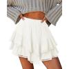 image:imageonlypuff Flowy Shorts for Women Ruffle Skorts Mini Skirts High Waisted Teen Gilrs Tennis Skort Summer ShortsA White