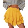 image:imageonlypuff Flowy Shorts for Women Ruffle Skorts Mini Skirts High Waisted Teen Gilrs Tennis Skort Summer ShortsA Yellow