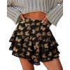 image:imageonlypuff Flowy Shorts for Women Ruffle Skorts Mini Skirts High Waisted Teen Gilrs Tennis Skort Summer ShortsC Black Butterfly