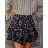 image:imageonlypuff Flowy Shorts for Women Ruffle Skorts Mini Skirts High Waisted Teen Gilrs Tennis Skort Summer ShortsC Black Flower