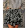 image:imageonlypuff Flowy Shorts for Women Ruffle Skorts Mini Skirts High Waisted Teen Gilrs Tennis Skort Summer ShortsC Black White Floral