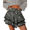 image:imageonlypuff Flowy Shorts for Women Ruffle Skorts Mini Skirts High Waisted Teen Gilrs Tennis Skort Summer ShortsC Black White Floral