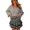 image:imageonlypuff Flowy Shorts for Women Ruffle Skorts Mini Skirts High Waisted Teen Gilrs Tennis Skort Summer ShortsC Black White Floral