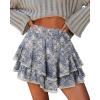 image:imageonlypuff Flowy Shorts for Women Ruffle Skorts Mini Skirts High Waisted Teen Gilrs Tennis Skort Summer ShortsC Blue Cashew
