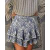 image:imageonlypuff Flowy Shorts for Women Ruffle Skorts Mini Skirts High Waisted Teen Gilrs Tennis Skort Summer ShortsC Blue Cashew