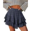image:imageonlypuff Flowy Shorts for Women Ruffle Skorts Mini Skirts High Waisted Teen Gilrs Tennis Skort Summer ShortsC Blue Dot