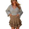 image:imageonlypuff Flowy Shorts for Women Ruffle Skorts Mini Skirts High Waisted Teen Gilrs Tennis Skort Summer ShortsC Coffee Flower