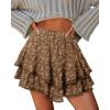 image:imageonlypuff Flowy Shorts for Women Ruffle Skorts Mini Skirts High Waisted Teen Gilrs Tennis Skort Summer ShortsC Coffee Flower
