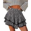 image:imageonlypuff Flowy Shorts for Women Ruffle Skorts Mini Skirts High Waisted Teen Gilrs Tennis Skort Summer ShortsC Floral Black