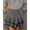 image:imageonlypuff Flowy Shorts for Women Ruffle Skorts Mini Skirts High Waisted Teen Gilrs Tennis Skort Summer ShortsC Floral Black