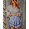 image:imageonlypuff Flowy Shorts for Women Ruffle Skorts Mini Skirts High Waisted Teen Gilrs Tennis Skort Summer ShortsC Floral Blue