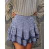 image:imageonlypuff Flowy Shorts for Women Ruffle Skorts Mini Skirts High Waisted Teen Gilrs Tennis Skort Summer ShortsC Floral Blue