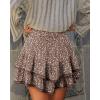 image:imageonlypuff Flowy Shorts for Women Ruffle Skorts Mini Skirts High Waisted Teen Gilrs Tennis Skort Summer ShortsC Floral Brown