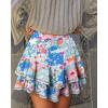 image:imageonlypuff Flowy Shorts for Women Ruffle Skorts Mini Skirts High Waisted Teen Gilrs Tennis Skort Summer ShortsC Floral Pink