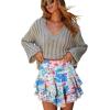 image:imageonlypuff Flowy Shorts for Women Ruffle Skorts Mini Skirts High Waisted Teen Gilrs Tennis Skort Summer ShortsC Floral Pink