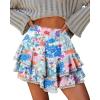 image:imageonlypuff Flowy Shorts for Women Ruffle Skorts Mini Skirts High Waisted Teen Gilrs Tennis Skort Summer ShortsC Floral Pink