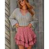 image:imageonlypuff Flowy Shorts for Women Ruffle Skorts Mini Skirts High Waisted Teen Gilrs Tennis Skort Summer ShortsC Floral Red