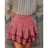 image:imageonlypuff Flowy Shorts for Women Ruffle Skorts Mini Skirts High Waisted Teen Gilrs Tennis Skort Summer ShortsC Floral Red