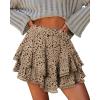 image:imageonlypuff Flowy Shorts for Women Ruffle Skorts Mini Skirts High Waisted Teen Gilrs Tennis Skort Summer ShortsC Flower Black