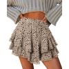image:imageonlypuff Flowy Shorts for Women Ruffle Skorts Mini Skirts High Waisted Teen Gilrs Tennis Skort Summer ShortsC Flower Khaki