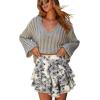 image:imageonlypuff Flowy Shorts for Women Ruffle Skorts Mini Skirts High Waisted Teen Gilrs Tennis Skort Summer ShortsC Grey Rose