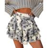image:imageonlypuff Flowy Shorts for Women Ruffle Skorts Mini Skirts High Waisted Teen Gilrs Tennis Skort Summer ShortsC Grey Rose