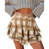 image:imageonlypuff Flowy Shorts for Women Ruffle Skorts Mini Skirts High Waisted Teen Gilrs Tennis Skort Summer ShortsC Khaki Grid