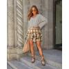 image:imageonlypuff Flowy Shorts for Women Ruffle Skorts Mini Skirts High Waisted Teen Gilrs Tennis Skort Summer ShortsC Khaki Grid
