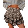 image:imageonlypuff Flowy Shorts for Women Ruffle Skorts Mini Skirts High Waisted Teen Gilrs Tennis Skort Summer ShortsC Leopard