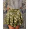 image:imageonlypuff Flowy Shorts for Women Ruffle Skorts Mini Skirts High Waisted Teen Gilrs Tennis Skort Summer ShortsC Olive Flower