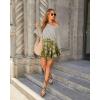 image:imageonlypuff Flowy Shorts for Women Ruffle Skorts Mini Skirts High Waisted Teen Gilrs Tennis Skort Summer ShortsC Olive Flower