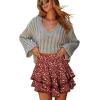 image:imageonlypuff Flowy Shorts for Women Ruffle Skorts Mini Skirts High Waisted Teen Gilrs Tennis Skort Summer ShortsC Red White Flower