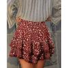 image:imageonlypuff Flowy Shorts for Women Ruffle Skorts Mini Skirts High Waisted Teen Gilrs Tennis Skort Summer ShortsC Red White Flower