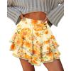 image:imageonlypuff Flowy Shorts for Women Ruffle Skorts Mini Skirts High Waisted Teen Gilrs Tennis Skort Summer ShortsC Yellow White