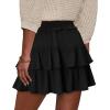 image:imageonlypuff Flowy Shorts for Women Ruffle Skorts Tiered Teen Girls Country Concert Outfits Golf Tennis Skort Under Sweater Skirt 01black