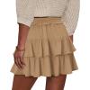 image:imageonlypuff Flowy Shorts for Women Ruffle Skorts Tiered Teen Girls Country Concert Outfits Golf Tennis Skort Under Sweater Skirt 01khaki